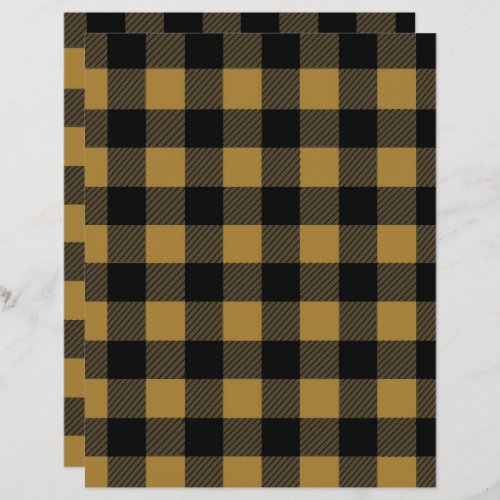 Autumn buffalo plaid scrapbook paper black tan