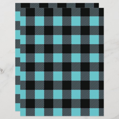 Autumn buffalo plaid scrapbook paper black teal