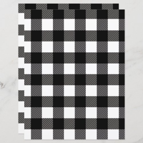 Autumn buffalo plaid scrapbook paper black white