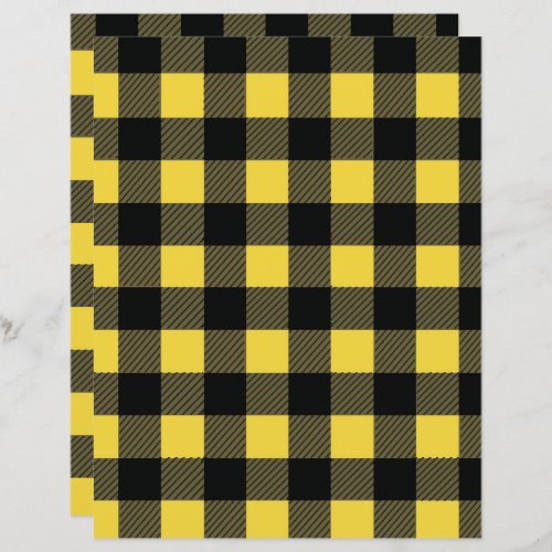 Autumn buffalo plaid scrapbook paper black yellow