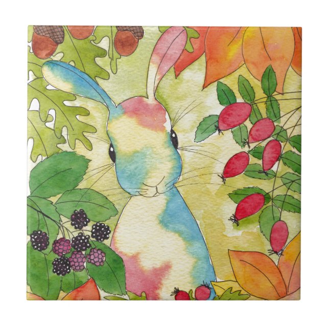 Autumn Bunny by Peppermint Art Tile (Front)