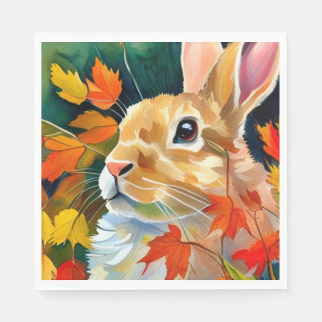 Autumn Bunny Napkins (Front)