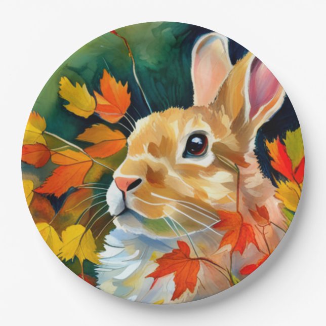 Autumn Bunny Paper Plates (Front)