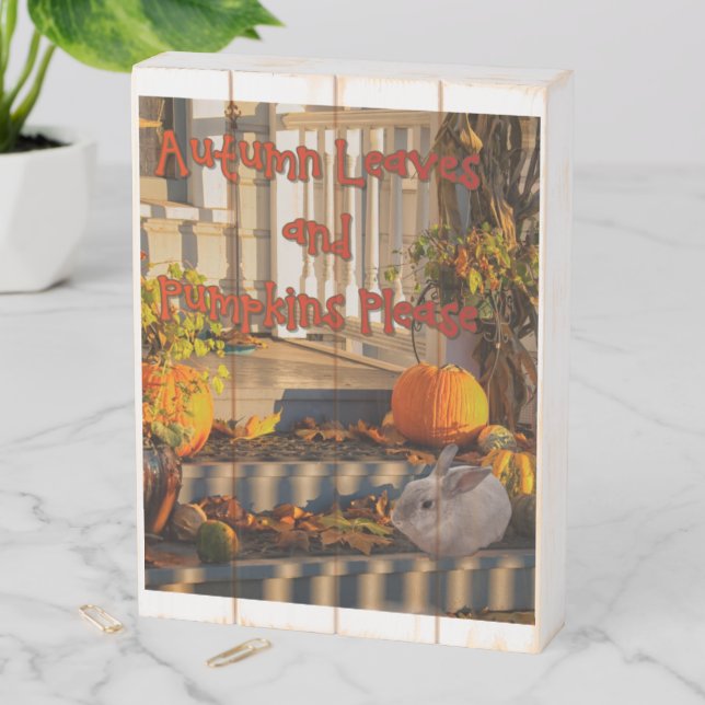 Autumn Bunny Wooden Box Sign (In Situ Vertical)