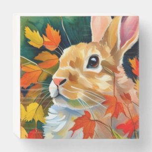 Autumn Bunny Wooden Box Sign
