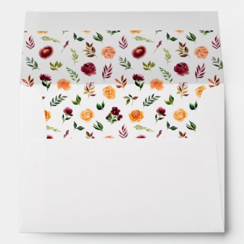 Autumn Burgundy and Orange Floral Envelope