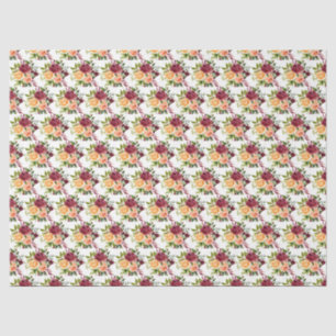 Autumn Burgundy and Orange Floral Tissue Paper