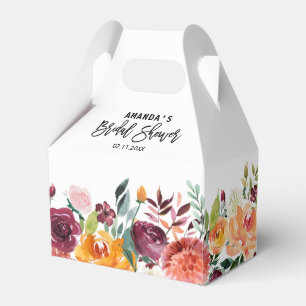 Autumn Burgundy Blush Floral Blossom Bridal Shower Favor Boxes