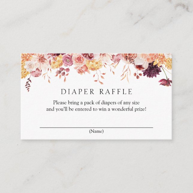 Autumn Burgundy Diaper Raffle  Enclosure Card (Front)