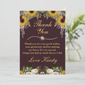 Autumn Burgundy Fall Flowers Foliage Sweet 16 Thank You Card (Standing Front)