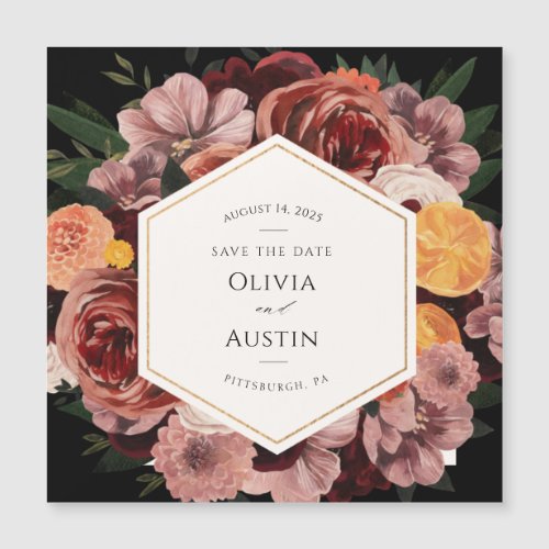 Autumn Burgundy Floral Save the Date