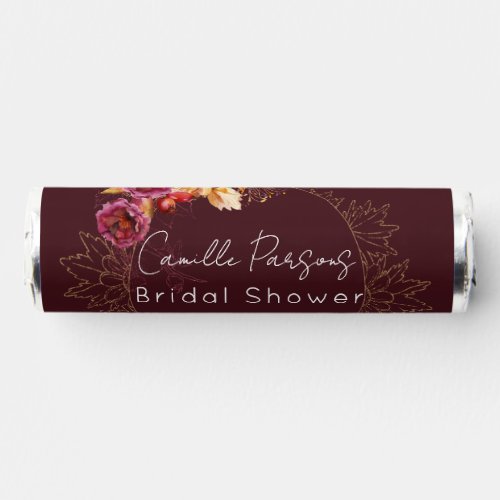 Autumn Burgundy Moody Watercolor Bridal Shower Breath Savers Mints