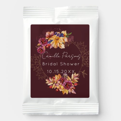 Autumn Burgundy Moody Watercolor Bridal Shower Margarita Drink Mix