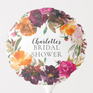 Autumn Burgundy & Orange Floral Bridal Shower Balloon