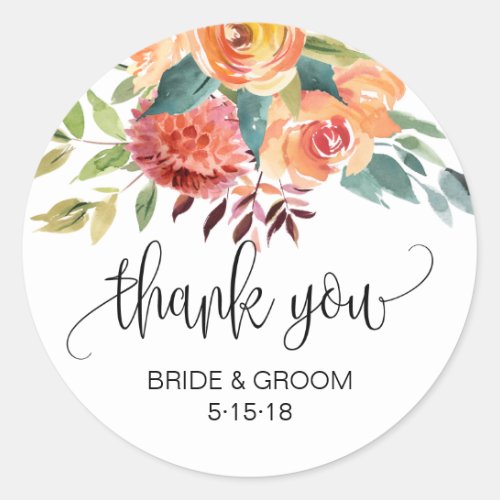 Autumn Burgundy Orange Floral Wedding Favor Label