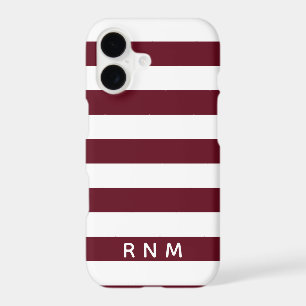 Autumn Burgundy Stripes with Name or Monogram Set iPhone 17 Case
