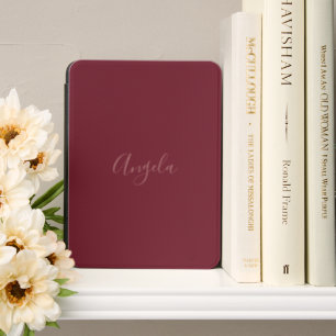 Autumn Burgundy with Name or Monogram Set Kindle Cover