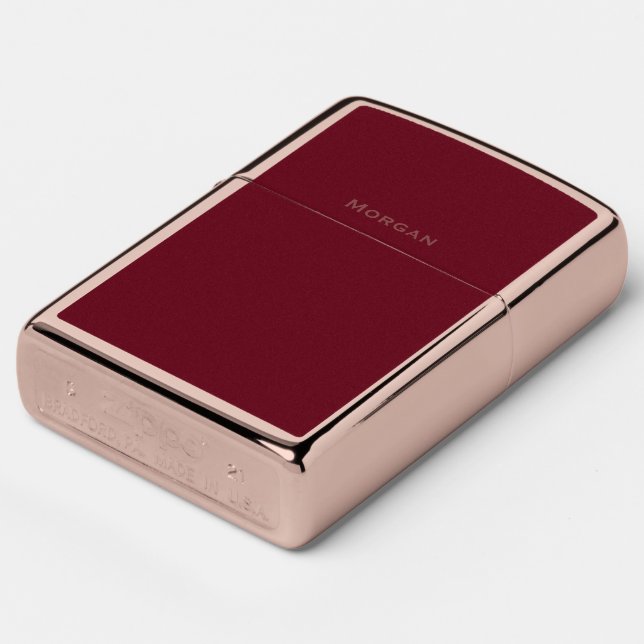 Autumn Burgundy with Name Zippo Lighter (Angle)