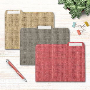 Autumn Burlap Fabric Pattern Marsala Walnut Beige File Folder