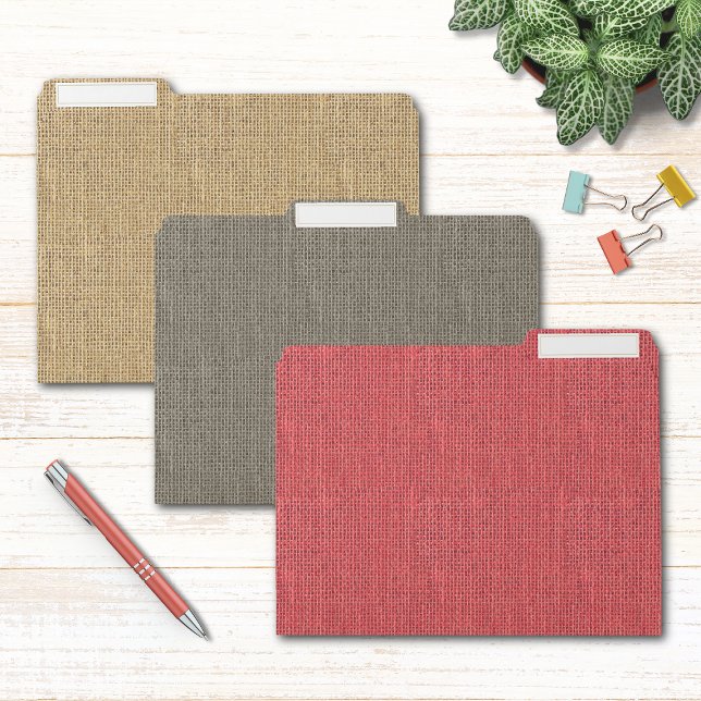 Autumn Burlap Fabric Pattern Marsala Walnut Beige File Folder (Creator Uploaded)