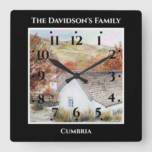 Autumn Buttermere Village Lake District England Square Wall Clock