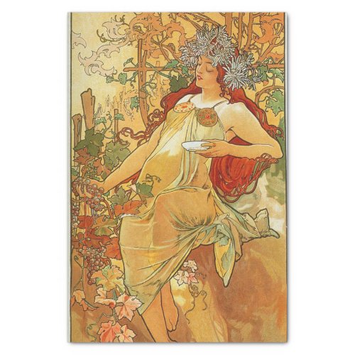 Autumn by Alphonse Mucha Tissue Paper