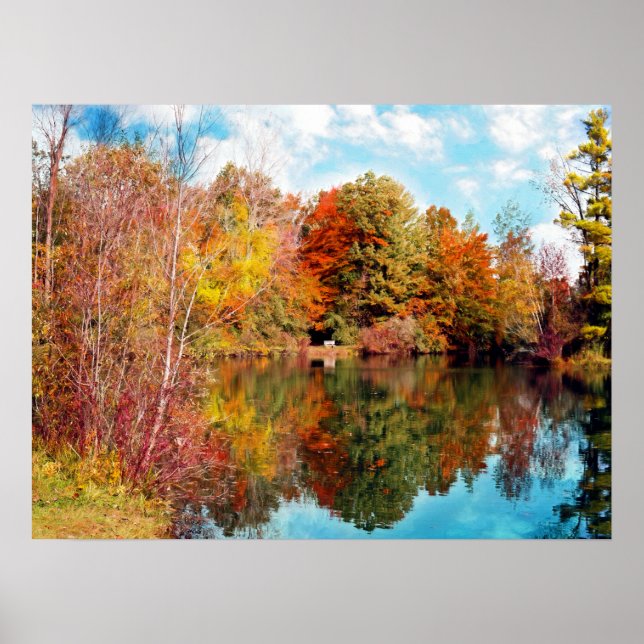 Autumn by the Park Lake- Fall Leaves Poster (Front)