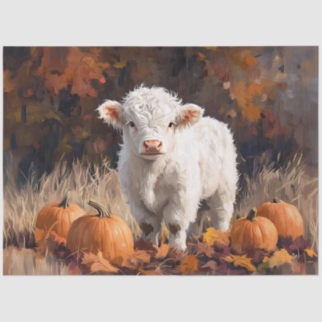 Autumn Calf Among Pumpkins Decoupage Tissue Paper (Front)