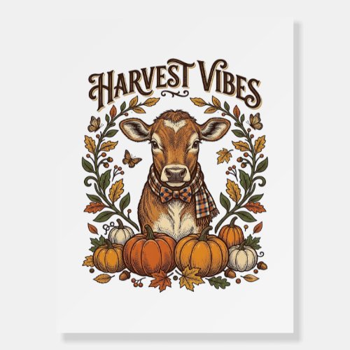 Autumn Calf Shirt Vintage Engraving Harvest Pumpki Foam Board