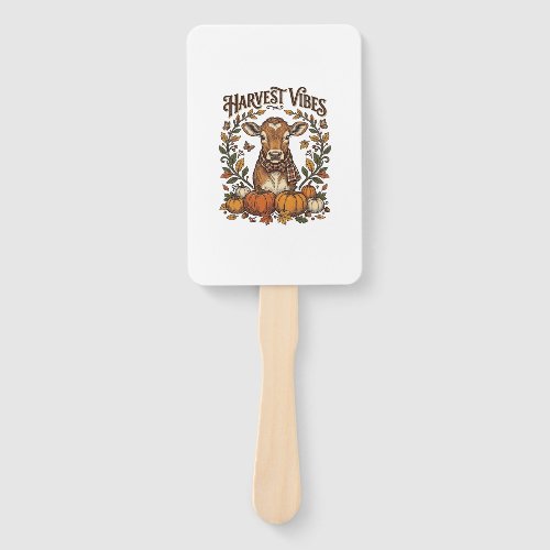 Autumn Calf Shirt Vintage Engraving Harvest Pumpki Hand Fan