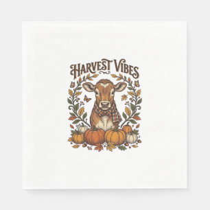 Autumn Calf Shirt Vintage Engraving Harvest Pumpki Napkins