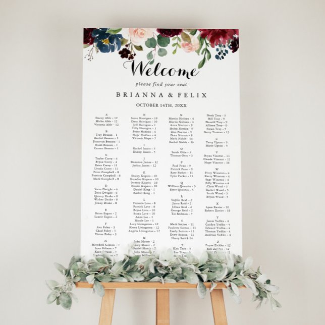 Autumn Calligraphy Alphabetical Seating Chart (Creator Uploaded)