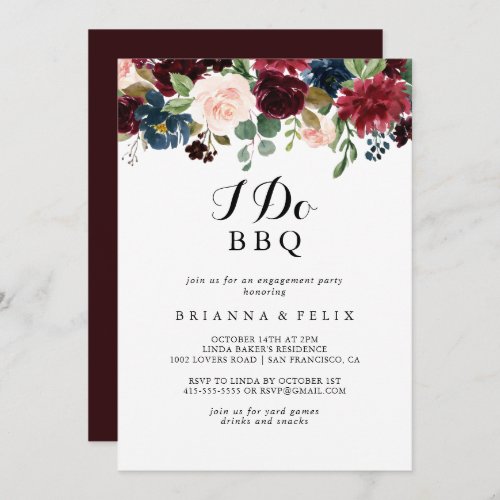 Autumn Calligraphy I Do BBQ Engagement Party Invitation