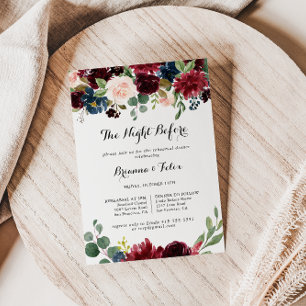 Autumn Calligraphy Night Before Rehearsal Dinner Invitation