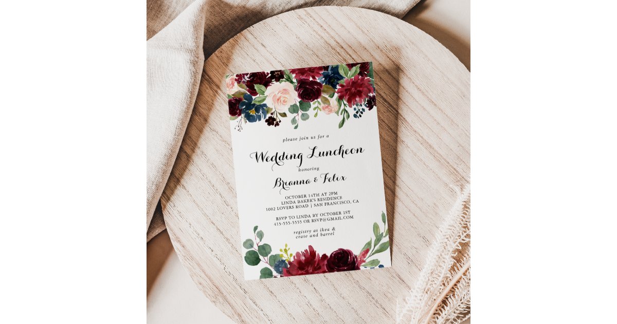 Autumn Calligraphy Wedding Luncheon Bridal Shower Invitation | Zazzle