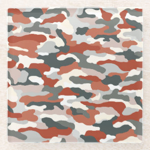 Autumn Camouflage Glass Coaster