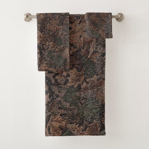 Autumn camouflage throw pillow bath towel set