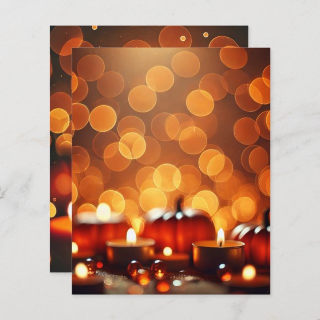 Autumn Candle Lit Pumpkins Bokeh Scrapbook Paper (Front/Back)