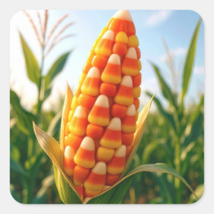 Autumn Candy Corn On the Cob Square Sticker