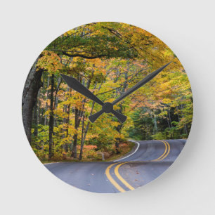 Autumn Canopy Of Color Along Highway 41 Round Clock