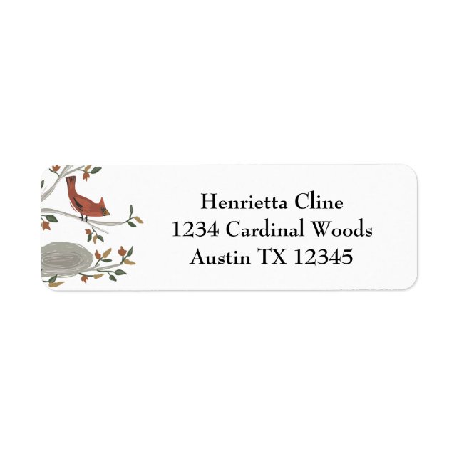 Autumn Cardinal Bird  Label (Front)
