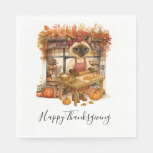 Autumn Cat Bakery Thanksgiving Fall Cat Lovers  Napkins