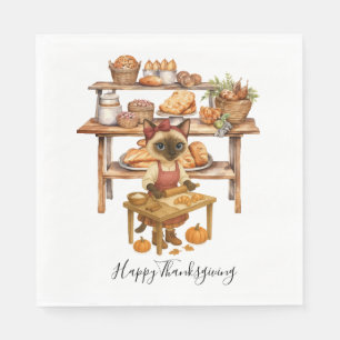 Autumn Cat Bakery Thanksgiving Fall Cat Lovers Napkins