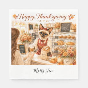 Autumn Cat Bakery Thanksgiving Fall Cat Lovers Napkins