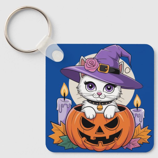 Autumn Cat Magic Keychain (Front)
