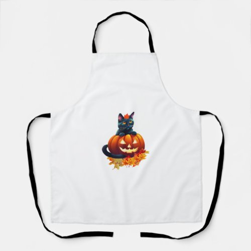 Autumn Cat Pumpkin Halloween Graphic Design  Apron