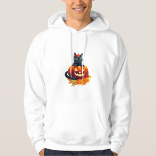 Autumn Cat, Pumpkin, Halloween Graphic Design  Hoodie