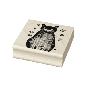 Autumn Cat Rubber Stamp