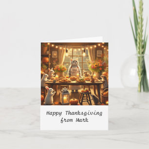 Autumn Cat with Flowers – Fall Season Greeting Card