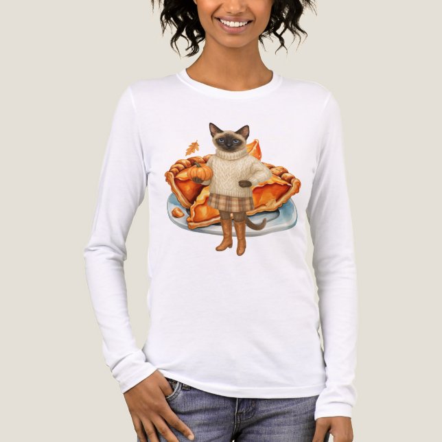 Autumn Cat with TURKEY for Thanksgiving  Tri-Blend Shirt (Front)